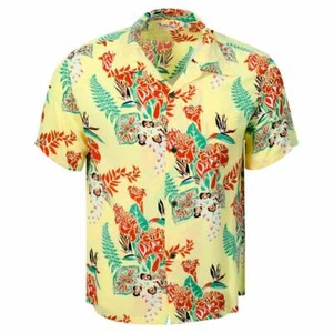 Sun Surf Mens Flourish Flowers Yellow Hawaiian Shirt SURF11090 - Picture 1 of 4