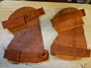 HALF CHAPS FOR HORSE RIDING LOOK NICE SUEDE RED BROWN LEGGINGS SIZE LARGE NEW - Picture 1 of 7