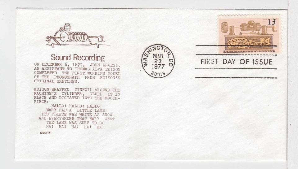 TurtlesTradingPost- Thomas Edison 1977 #1705  - ODDITY FDC - Image 1 of 1