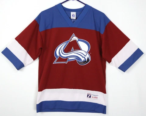 Vintage Colorado Avalanche NHL Forsberg #21 Logo 7 Youth Hockey Jersey XL 18/20 Cover