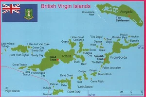 The British Virgin Islands , Tortola, Virgin Gorda, Caribbean, UK - Map Postcard - Bild 1 von 2