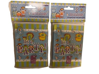 Lot Of 2 8pc Monster Party Invitations Supplies Kids - Image 1 of 4