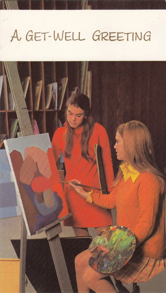 Get Well Soon Speedy Recovery Vintage 1970's Greeting Card for Her Female Artist - Image 1 of 1