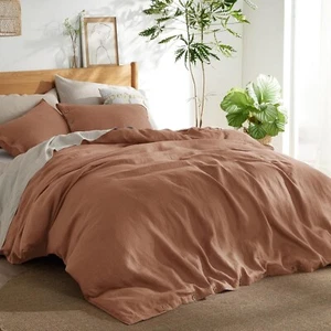 Bedsure King Size Linen Cotton Blend Duvet Cover & 2 Pillow Cases - Picture 1 of 12