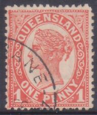 (F230-119) 1896 QLD 1d red side face stamp (DS) 