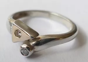 Ring Kinderring Silber 2 Zirkonias Brillantschliff Vintage ring silver - Bild 1 von 4