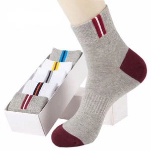 5 Pairs Men's Cotton Odorproof Sweat Absorbing Breathable Sports Tube Socks - Picture 1 of 11