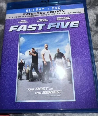 Fast Five Blu-ray DVD Dwayne Johnson, Vin Diesel Action Movie Collectible - Image 1 of 3