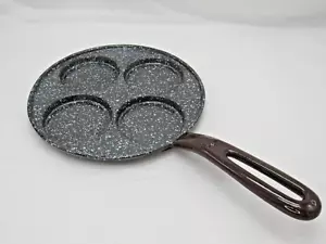 Vtg King Frederick Cast Iron Enamelware Plett Pan Egg Pancake Skillet Denmark - Picture 1 of 6