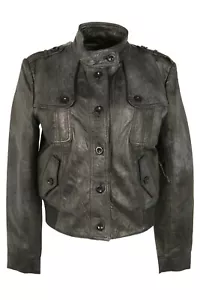 CHAQUETA DE CUERO REAL PARA MUJER MOTOCICLISTA DE DISEÑO NEGRA, TOTALMENTE NUEVA, PIELES ROJAS - Imagen 1 de 5