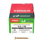 400 x TIMCO C2 5.0 x 50mm Strong-Fix Premium Wood Screws POZI CSK Yellow