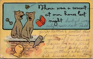 Postcard c1907 Cut Cats Singing Crying Pets - Picture 1 of 2