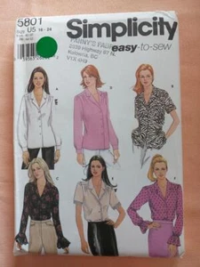 Simplicity 5801 Misses' Easy to Sew Blouses Pattern Size 16-24 - Picture 1 of 2
