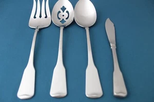 4pc Serving Tablespoon Pierced Fork Butter Oneida AMERICAN COLONIAL Stainless - Picture 1 of 5