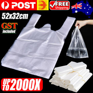 UP TO 2000x Heavy Duty Plastic Singlet Carry Bags Grocery Shopping Checkout Bags