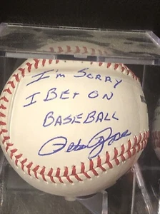 Pete Rose firmato Auto Beckett OML Baseball Pete Rose ologramma iscrizione scusa - Foto 1 di 5