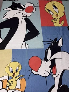 Sylvester Tweety Bird Looney Tunes Vintage Fabric 90s Warner Brothers 44x64 - Picture 1 of 8