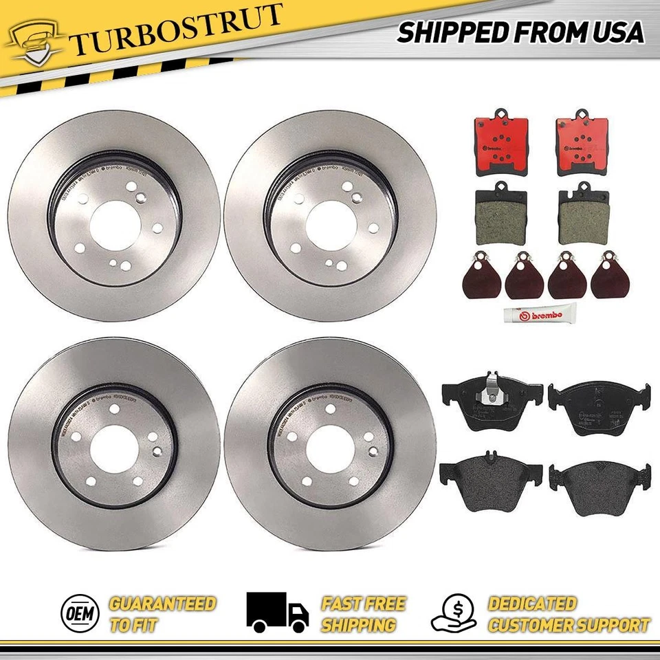 Оригинальный комплект передних задних тормозных колодок Brembo подходит для Mercedes-Benz CLK320 2000-2003 - Изображение 1 из 4