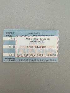 NY Mets vs. Atlanta Braves Ticket Stub 9/23/2001 John Smoltz Win - Picture 1 of 2