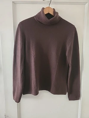 Suéter de cachemir Lord & Taylor M para mujer cuello alto marrón 100 % cachemir Foto 1 de 3