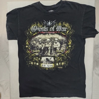 Camiseta Ejército de Estados Unidos Fantasmas de Guerra Talla Mediana Negra Gráfica Camiseta Militar Foto 1 de 4