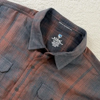 Kuhl Mens XXLarge Orange Plaid Long Sleeve Button Up Shirt Born In The Mountains - Image 1 of 4