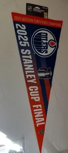 Banderín Edmonton Oilers 2025 NHL Western Conference Champions Stanley Cup 12x30 - Imagen 1 de 7