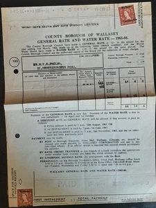 (GBR-931)GB 1965-66 QE II General Water Rates bill from the Borough of Wallasey - Picture 1 of 2