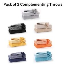 Luxury Pack of 2 Cotton Complimenting Throws for Sofas Settee Blanket,125x150cms