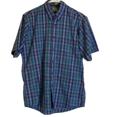 Camisa a Cuadros BILL BLASS Cuello Clásico con Botones, Para Hombre Talla M, Azul/Verde/Gris Foto 1 de 4