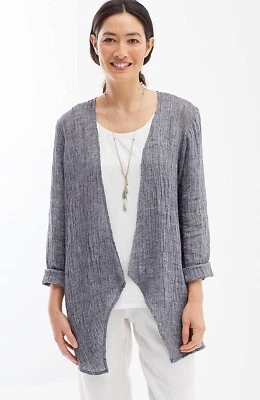 J. Jill - M(12/16) - NEW Pure Jill Crinkled-linen Open Front Jacket - NWT - Image 1 of 4