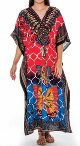Women Caftan African Dashiki Kaftan Hippie Boho Cocktail Casual Dress free Size  - Picture 1 of 2