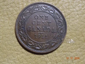 1911 Canada Copper 1 One Large Cent Penny Circulated - Picture 1 of 2