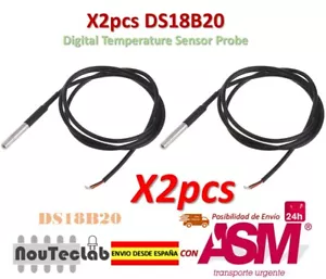 2pcs DS18B20 Waterproof Digital Temperature Sensor Probe NTC Thermistor Thermal - Imagen 1 de 8