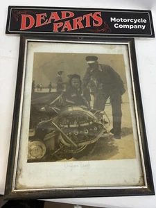 Harley original black & white Knucklehead Daytona Beach AMA racing picture - Picture 1 of 3