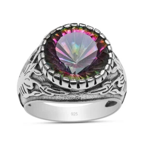 Mystic Topaz 925 Sterling Silver Classy Designer Shank Statement Ring For Women