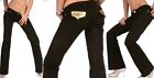 Sexy Miss Donna Anca Jeans Pantaloni Svasati Cioccolato Braun Oro S 34 M 36 L 38