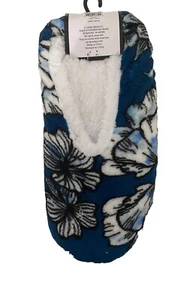 Neu mit Etikett Vera Bradley WEICHE FLEECE-Hausschuhe in Tauchblumen Medaillon UVP 29 $ blau Gr. M - Bild 1 von 5