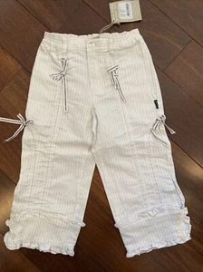 NWT New 116 5-6  Jottum White Striped Dimee Ruffle Pants Capris Girls Dutch - Picture 1 of 6