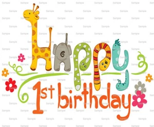 Happy 1st Birthday ~ Edible 2D Fondant Cake Cupcake Topper ~ D5942 * - Picture 1 of 1
