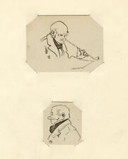 Riportati in miniatura, gentiluomo con tubo Churchwarden - due disegni a penna e inchiostro del 1910