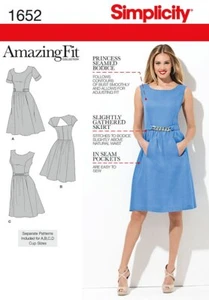 Simplicity 1652 Misses Petite Dress Princess Seam Sizes 6-8-10-12-14 Sew Pattern - Picture 1 of 4