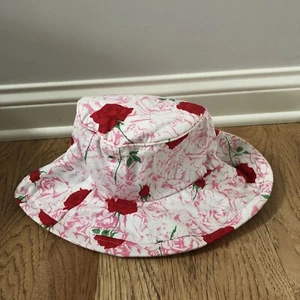Sombrero de sol flexible para mujer ocupado ancho blanco rosa rosas florales - Imagen 1 de 11