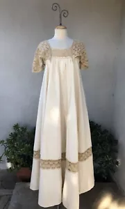 Vintage Boho mexikanisches Tipicano langes Kleid beige Spitze Baumwolle Hochzeit Gr. XS - Bild 1 von 12