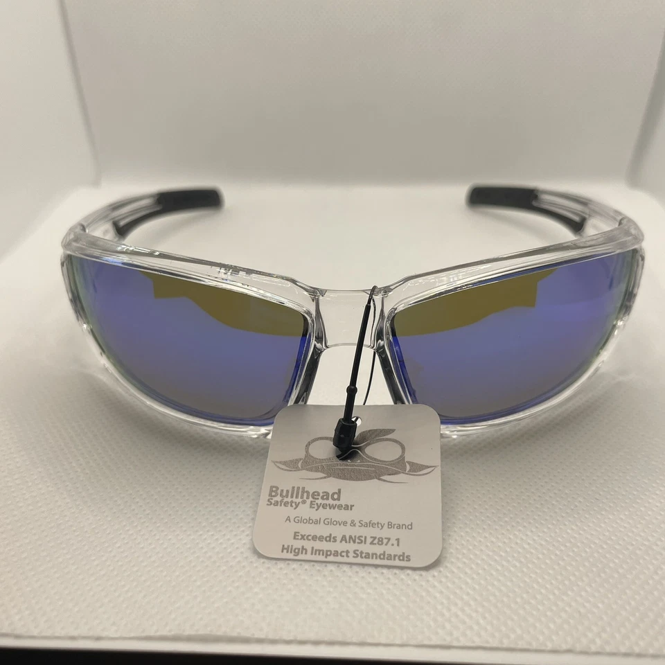 Bullhead BH1419AF Maki Safety Glasses Sunglasses Clear Frame Blue Mirror Z87