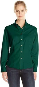 Lee Women's Dual Action Long Sleeve Work Shirt, Emerald, X-Small - Picture 1 of 4
