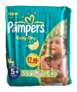 BRAND NEW 2013 PAMPERS BABY DRY 35 diapers No5+ up 27kgs/60lbs - Picture 1 of 6