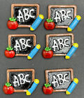 6 pcs ABC Chalkboard Back to School Flatback Resin Embellishments 15mm