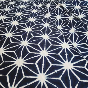 White Indigo Digitally Printed Kimono Sashiko Traditional Quilting Cotton Fabric - Picture 1 of 7