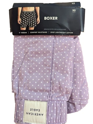 Shorts boxer elástico American Eagle masculino XS 26" a 28" algodão roxo bolinhas - Imagem 1 de 4
